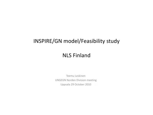 INSPIRE/GN model/Feasibility study NLS Finland