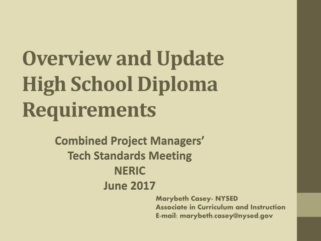 overview and update high school diploma requirements