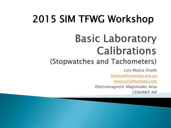 Basic Laboratory Calibrations ( Stopwatches and Tachometers )