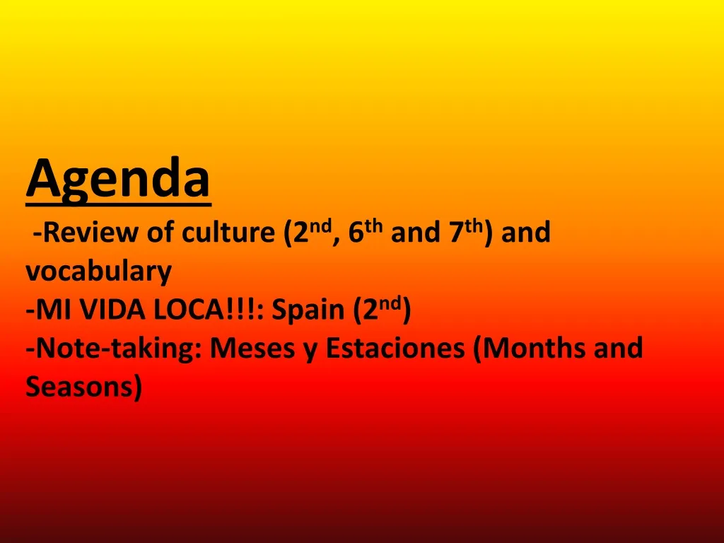 agenda review of culture