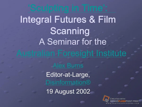Integral Studies Cinema A Seminar for AFI