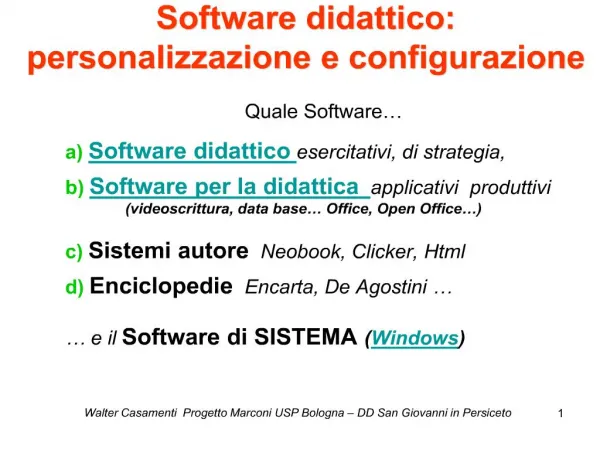Software didattico: personalizzazione e configurazione