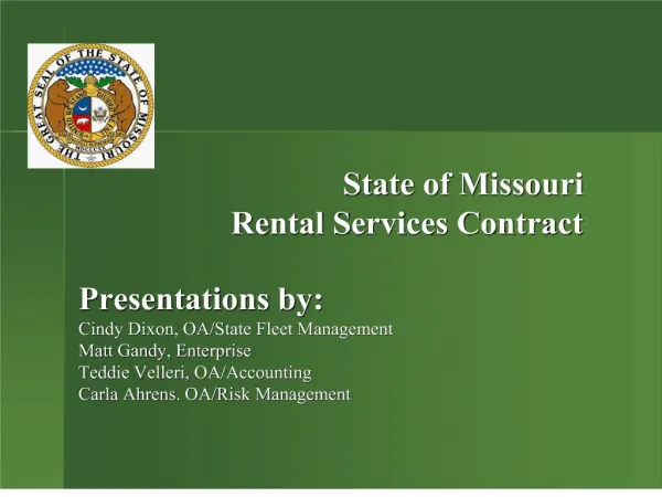 State of Missouri Rental Services Contract