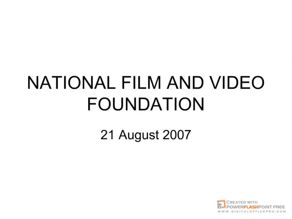 NATIONAL FILM AND VIDEO FOUNDATION