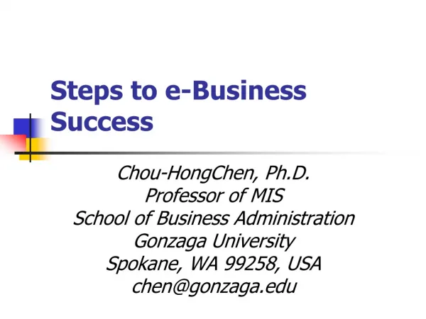 Steps to e-Business Success