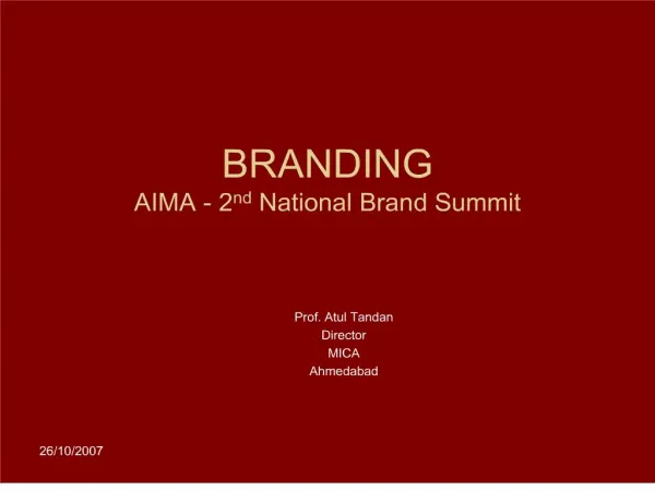 BRANDING AIMA - 2nd National Brand Summit