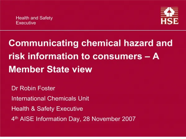 Communicating chemical hazard and risk information to consumers ...