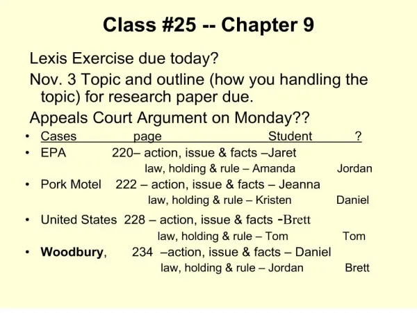 Class 25 -- Chapter 9