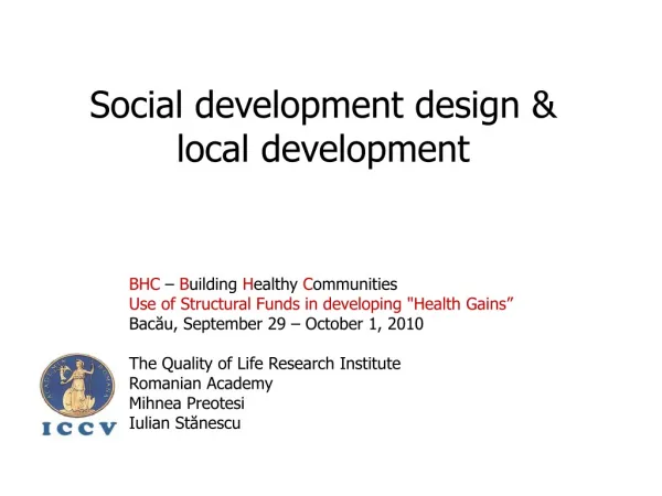 Social development design &amp; local development