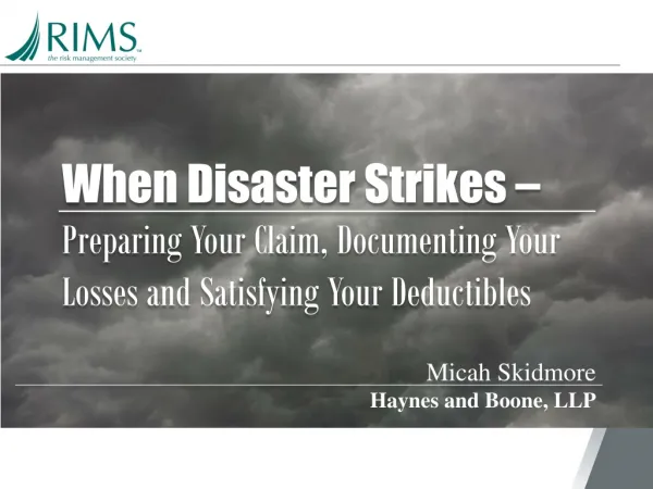 When Disaster Strikes –