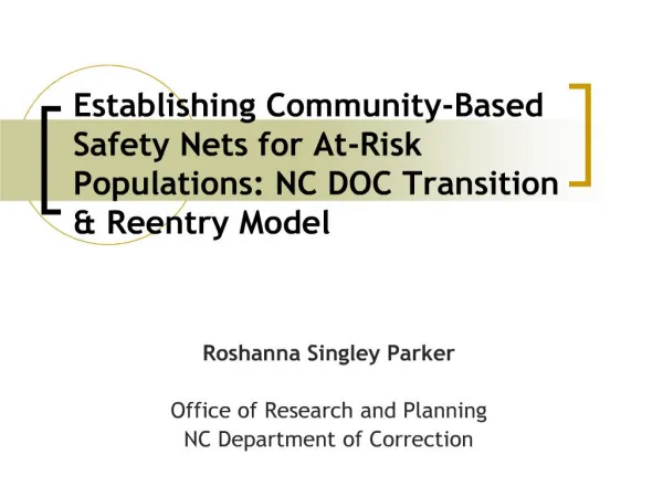 Establishing Community-Based Safety Nets for At-Risk Populations ...