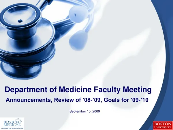Department of Medicine Faculty Meeting