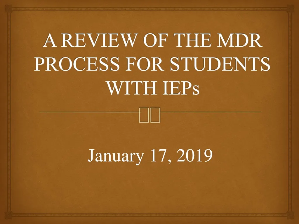 a review of the mdr process for students with ieps