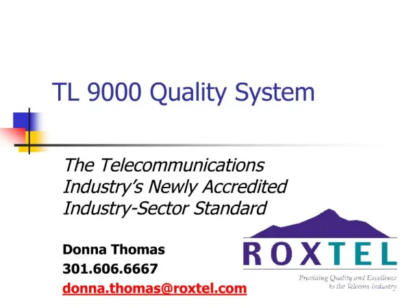 TL 9000 Quality System