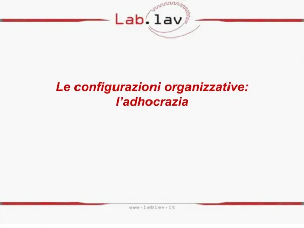 Le configurazioni organizzative: l adhocrazia