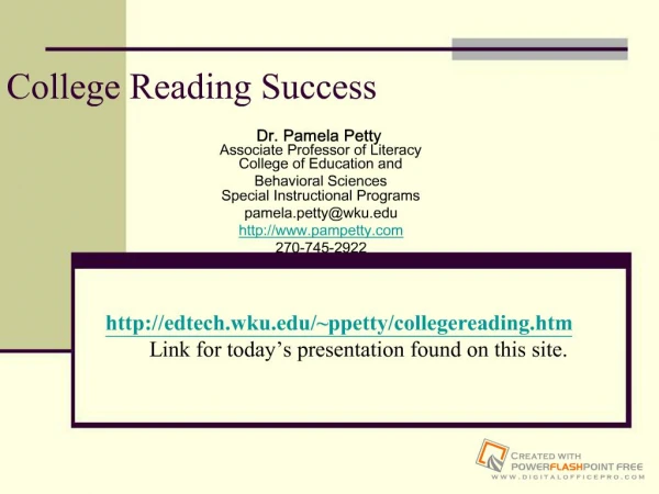 College Reading Success students PPT