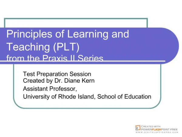Principles of Learning and Teaching PLT