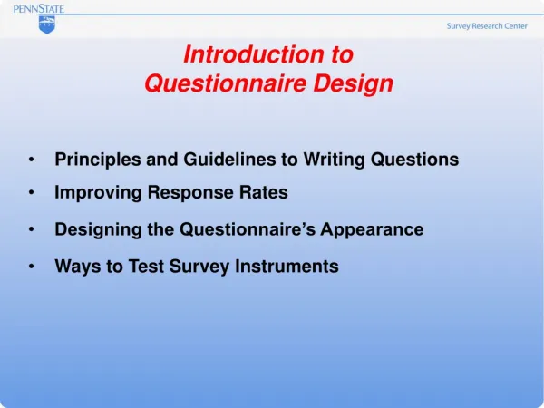 Introduction to Questionnaire Design