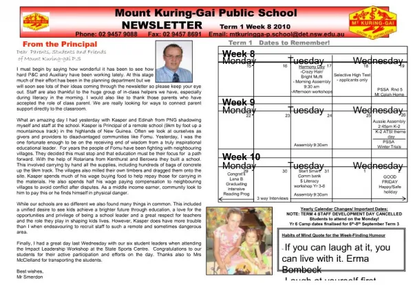 Mount Kuring-Gai Public School NEWSLETTER Term 1 Week 8 2010