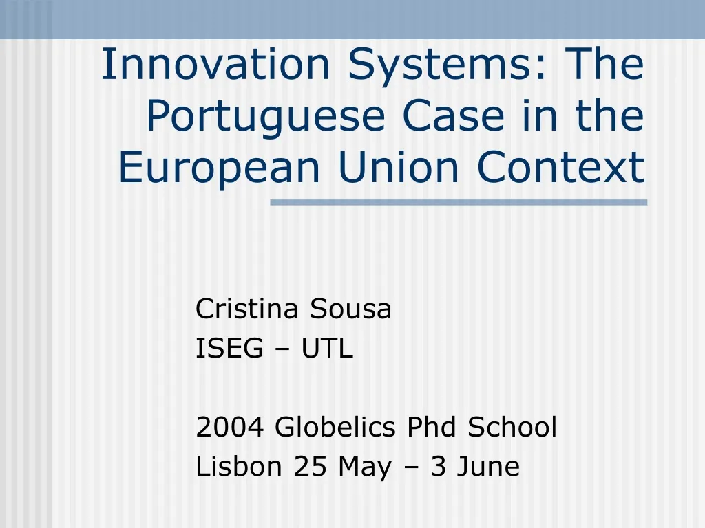 innovation systems the portuguese case in the european union context