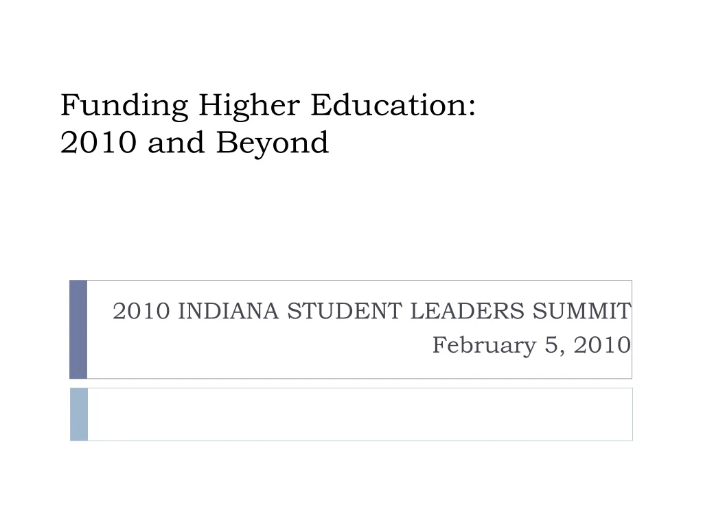 funding higher education 2010 and beyond