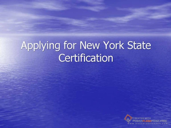 Applying for New York State Certification