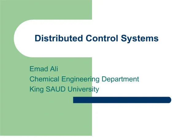 Distributed Control Systems