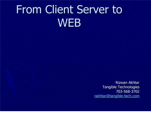 From Client Server to WEB
