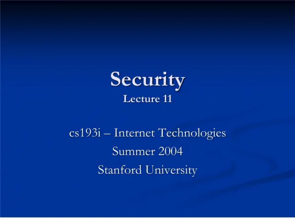 Security Lecture 11