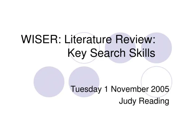WISER: Literature Review: Key Search Skills