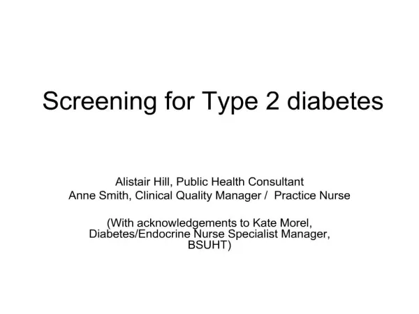Screening for Type 2 diabetes