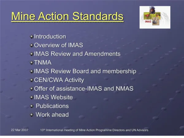 Introduction Overview of IMAS IMAS Review and Amendments TNMA IMAS Review Board and membership CEN