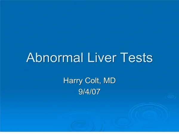 Abnormal Liver Tests