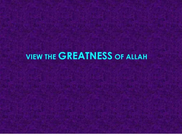 Greatness of Allah