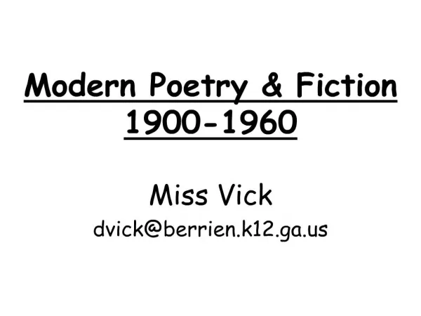 Modern Poetry Fiction 1900-1960