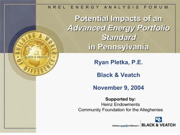 Potential Impacts of an Advanced Energy Portfolio Standard in Pennsylvania