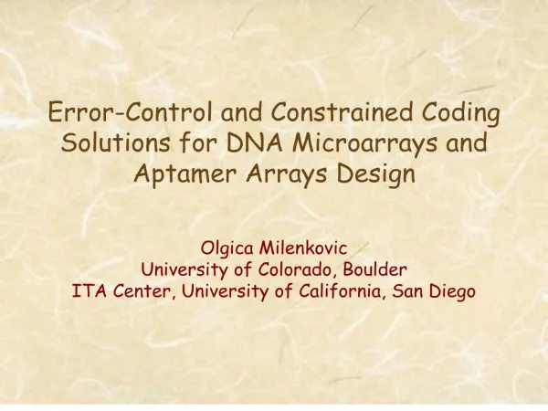 Error-Control and Constrained Coding Solutions for DNA Microarrays and Aptamer Arrays Design