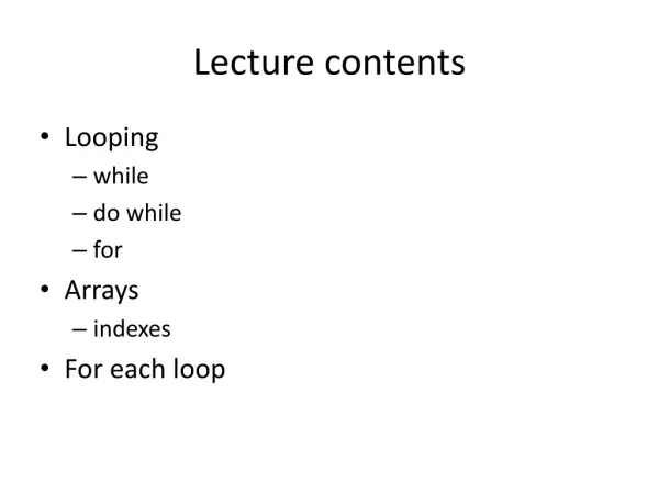 Lecture contents