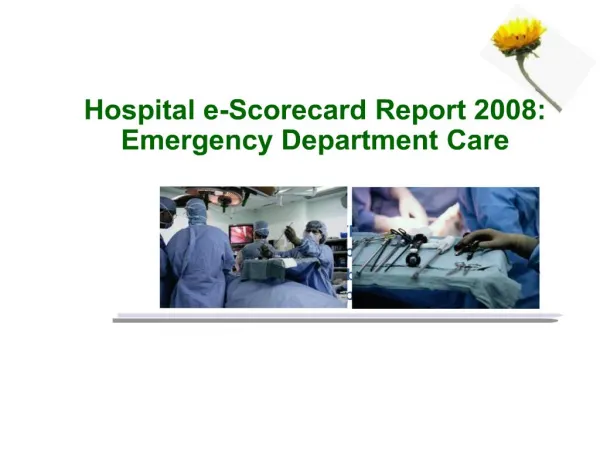 Hospital e-Scorecard Report 2008: Emergency Department Care