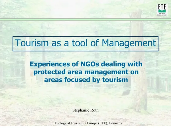 Tourism as a tool of Management