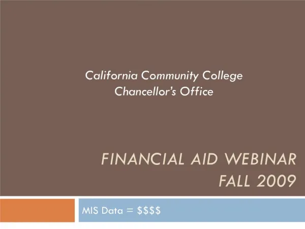 Financial Aid Webinar Fall 2009