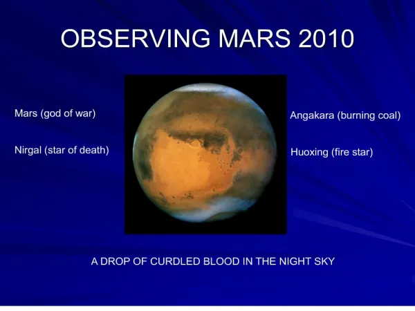 OBSERVING MARS 2010