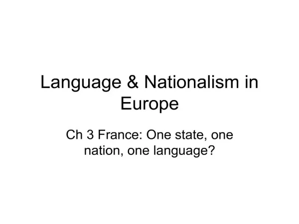 Language Nationalism in Europe