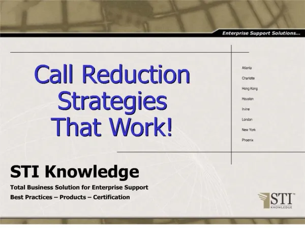 Call Reduction Strategy