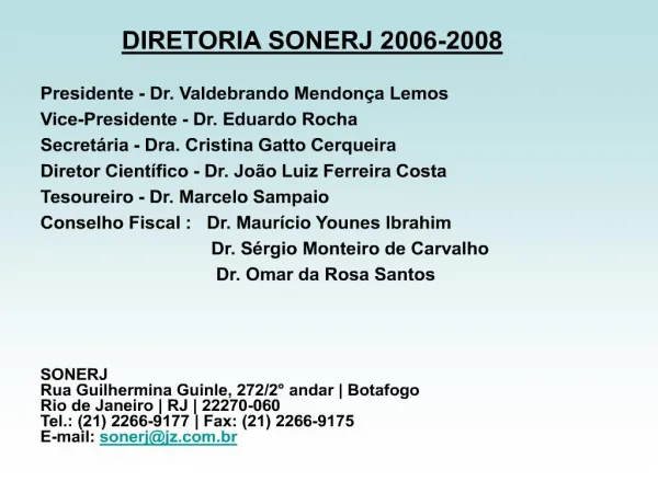 DIRETORIA SONERJ 2006-2008