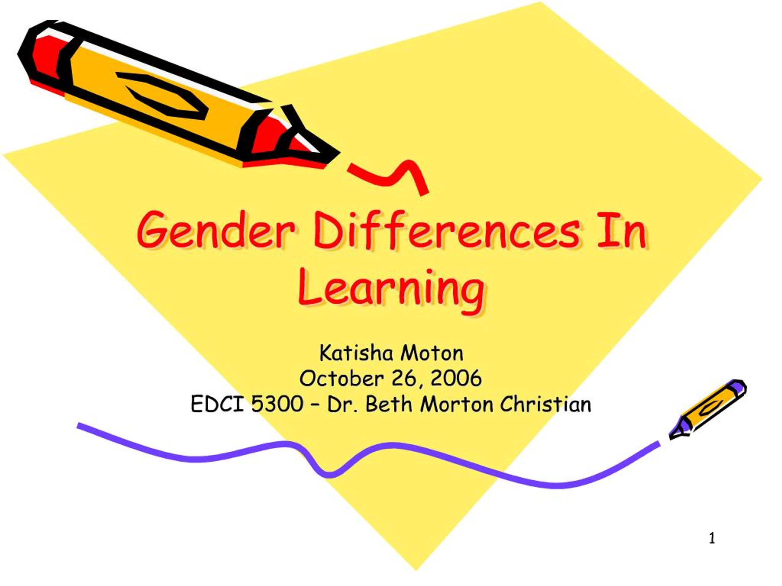 PPT - Gender Differences In Learning PowerPoint Presentation, free ...