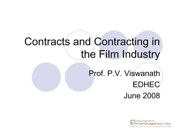 Contracts and Contracting in the Film Industry