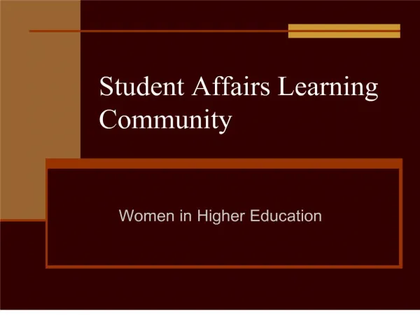 Student Affairs Learning Community
