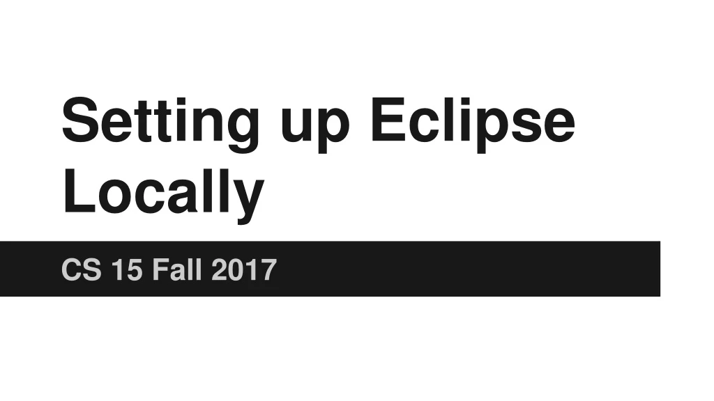 setting up eclipse locally
