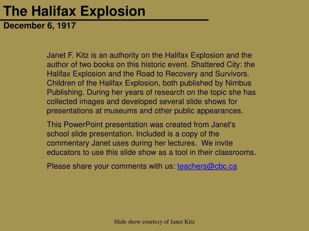 janet f kitz is an authority on the halifax